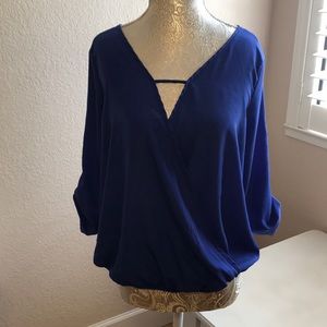 Charolette Russe royal blue 3/4 sleeves blouse
